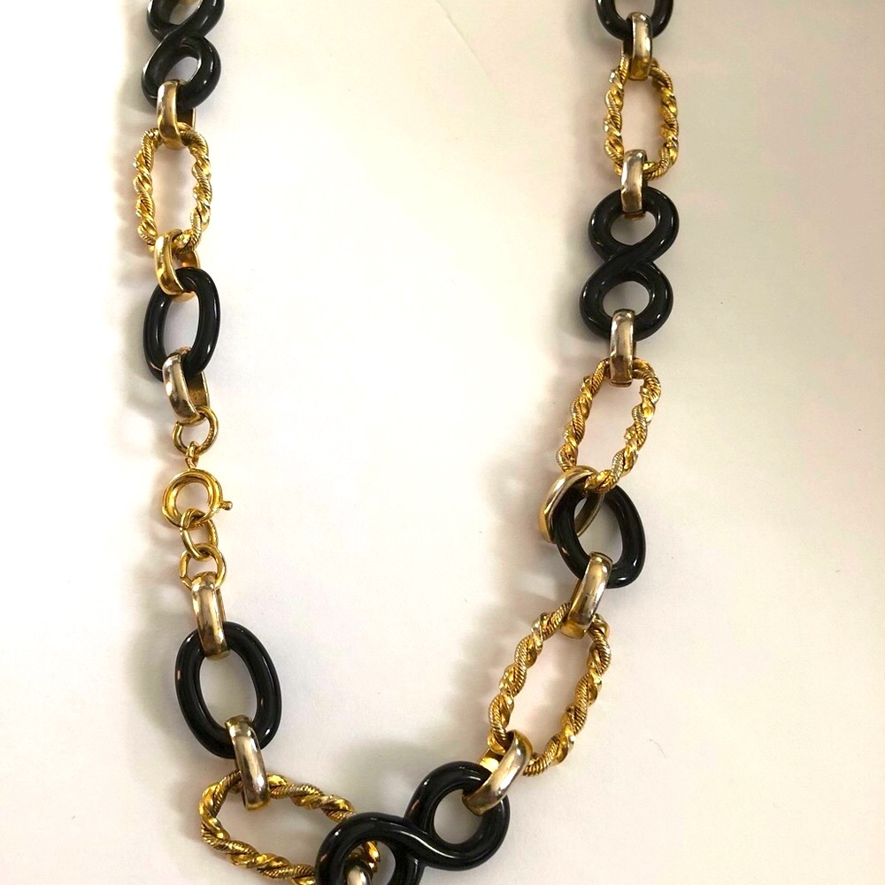 Black and Gold Infinity Linked Necklace
